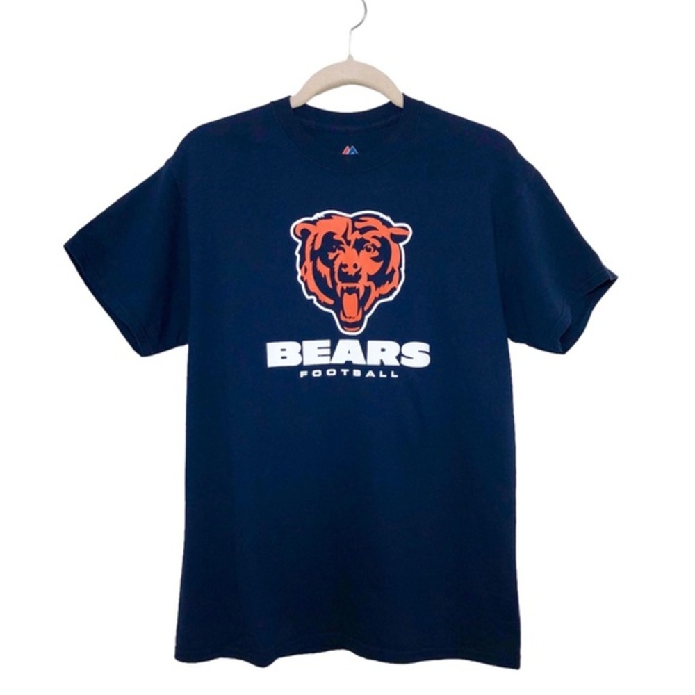 Majestic Cotton Navy Chicago Bears Football Short Sleeve T Shirt M Medium